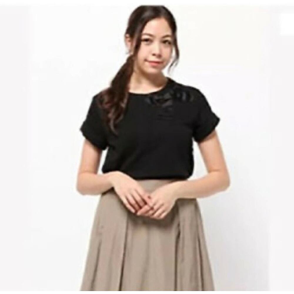 Kate Spade stitched bow cotton tee Size S black